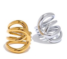 Anel torcido largo grande grande folheado a prata formato exclusivo boho joias femininas comprar usado  Enviando para Brazil