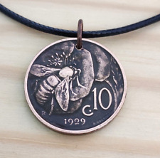 Pingente de moeda de abelha em flor, colar de moedas de abelha da Itália vintage - (1920-1937) comprar usado  Enviando para Brazil