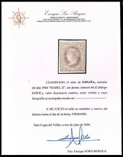 Usado, España 1864  Edifil x 66 19 Cuartos Violeta. Color fresco. Certificado Soro Lujo comprar usado  Enviando para Brazil
