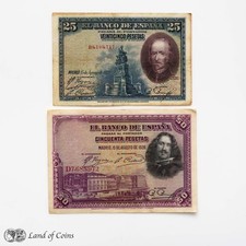 ESPAÑA: Juego de 2 billetes de peseta española. segunda mano  Embacar hacia Mexico