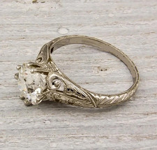 Anel de noivado antigo de ouro branco 14K com diamante art déco redondo criado em laboratório de 2 quilates FN comprar usado  Enviando para Brazil