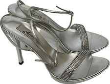 Sapatos femininos Claudio Milano Itália de couro prata cristal tamanho 40 $490 comprar usado  Enviando para Brazil