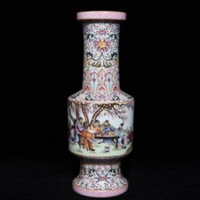 Vaso personagem banquete rosa família marca qianlong porcelana antiga dinastia 13,2" comprar usado  Enviando para Brazil