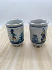Conjunto de dois copos pequenos de cerâmica vintage franceses HB Quimper Shot, usado comprar usado  Enviando para Brazil