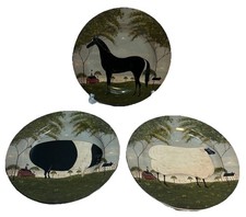 Antigo 2000 Sakura 3 quilates Warren Kimble 8" pratos cavalo vaca ovelha arte popular primitiva comprar usado  Enviando para Brazil