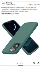 Capa com cabo para iPhone 13 Pro 6,1” – Verde meia-noite – Capa silicone à prova de choque comprar usado  Enviando para Brazil
