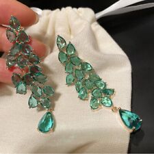 Novo Luxo Conjunto Reverso Verde Citrino Gems Charme Feminino Brinco Pendurado Dourado comprar usado  Enviando para Brazil