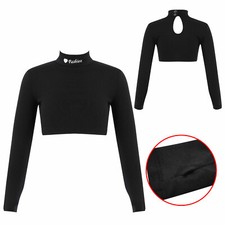 Blusa infantil feminina simples crop tops manga comprida colarinho pressione botões costas comprar usado  Enviando para Brazil