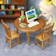 Mini modelos de mesa e cadeira de madeira para casa de bonecas brinquedo infantil 1:12 brinquedo de fingir comprar usado  Enviando para Brazil