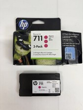 GENUÍNO não usado HP 711 MAGENTA 1 esquerdo de um pacote com 3 cartuchos de tinta DesignJet CZ135A, usado comprar usado  Enviando para Brazil