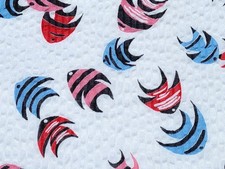 Tecido de algodão vintage anos 40 e 50 peixe rosa vermelho azul Seersucker novidade 36w 2yds comprar usado  Enviando para Brazil