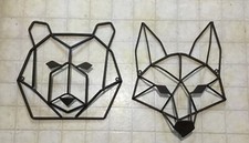 Usado, Esculturas de parede de ferro, cabeças de raposa e urso, 17" x 14", cabine, caverna do homem comprar usado  Enviando para Brazil
