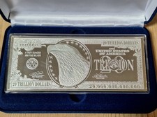 Nota de prata pura 4 oz .999, 20 trilhões de dólares, excelente estado. comprar usado  Enviando para Brazil