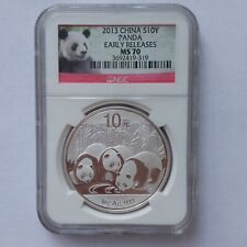 Moeda bullion 2013 China Label S10Y 1 Oz 999 prata panda primeiros lançamentos NGC MS70 comprar usado  Enviando para Brazil