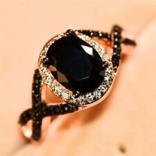 Elegante anel de zircão cúbico preto folheado a prata 925 joias de casamento femininas tamanho 6-10 comprar usado  Enviando para Brazil