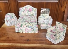 Clássicos Vintage Casa de Bonecas Miniatura Rosa Floral 5 Peças Conjunto de Móveis de Quarto, usado comprar usado  Enviando para Brazil