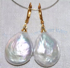 Brincos de pérola barroca branca natural genuína do mar do sul ouro amarelo 14K 17-22 mm comprar usado  Enviando para Brazil