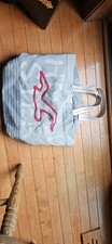 Bolsa tote de lona da marca Hollister mede 19x15" cinza, branco e vermelho comprar usado  Enviando para Brazil