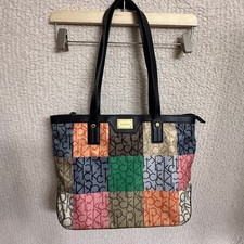 Bolsa tote Calvin Klein CK logotipo patchwork bolsa de mão colorida, usado comprar usado  Enviando para Brazil