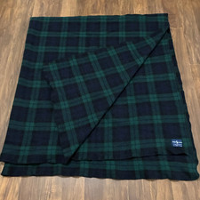 Używany, Vintage Ralph Lauren 100% wełna wyprodukowany w USA koc 90x90 czarny zegarek tartan krata 6280 na sprzedaż  Wysyłka do Poland