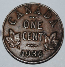 Moeda de cobre Canadá 1936 1 centavo uma canadense SEM PONTO Penny George V, usado comprar usado  Enviando para Brazil
