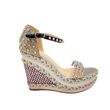Sandálias plataforma Christian Louboutin cravadas tornozelo alça espadrille UE 37 comprar usado  Enviando para Brazil