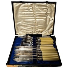 Conjunto de sobremesa vintage eduardiano celulóide prata prato facas garfos 12 peças ESPN comprar usado  Enviando para Brazil