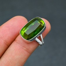 Anel de prata esterlina 925 com pedra preciosa peridoto verde feito à mão anel de joia para presente comprar usado  Enviando para Brazil