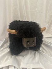 Banqueta Highland Cow Footstool Faux Furry Ox Otomana Western Black Furry 11” de altura comprar usado  Enviando para Brazil