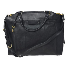Bolsa satchel de couro preta nova sem etiquetas Fossil Logan MSRP $268 berloque chave dourada tiracolo comprar usado  Enviando para Brazil