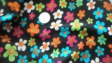 Tecido de náilon vintage MULTICOLORIDO MARGARIDAS PRETO 1-1/2 jardas/60" de largura comprar usado  Enviando para Brazil