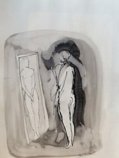 NUDE NA FRENTE DO ESPELHO desenho original arte única Frederic BELAUBRE A3 comprar usado  Enviando para Brazil