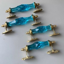 Maçanetas antigas de latão cristal/vidro cortado azul celeste originais antigas, pátina rica comprar usado  Enviando para Brazil