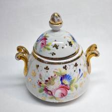 Antigo Delicado Sugar Bowl Porcelana Flora Acabamento Dourado Pintura à Mão 2,5"Diax3,5"H*LEIA* comprar usado  Enviando para Brazil