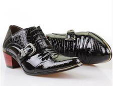 Sapatos sociais masculinos cubanos salto couro envernizado fivela oxfords biqueira pontiaguda slip on  comprar usado  Enviando para Brazil