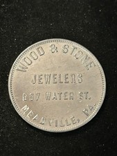Joalheiros Meadville Pennsylvania Trade Token madeira e pedra US$ 1 em US$ 10 compra comprar usado  Enviando para Brazil