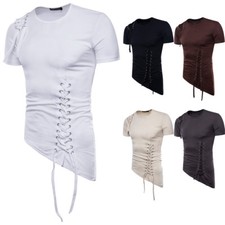 Camiseta masculina irregular manga curta musculosa camiseta casual blusa comprar usado  Enviando para Brazil