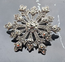 VINTAGE 925 PRATA ESTERLINA MARCASSITA FLOCO DE NEVE SLIDE REALÇADOR DE PÉROLAS, usado comprar usado  Enviando para Brazil