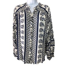 Usado, Blusa Gi Gio Feminina Tamanho G Azul Branca Manga Comprida Floral comprar usado  Enviando para Brazil