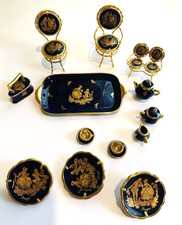 Sofá miniatura vintage Limoges França porcelana + conjunto de chá + 3 pratos + 2 cadeiras, usado comprar usado  Enviando para Brazil