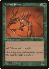 Mtg horned sliver usato  Bari