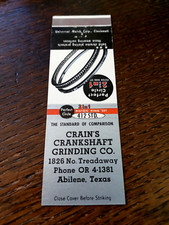 Usado, Livro de fósforos vintage: Crain's Crankshaft Grinding, Abilene, TX anéis circulares perfeitos comprar usado Usado, Livro de fósforos vintage: Crain's Crankshaft Grinding, Abilene, TX anéis circulares perfeitos comprar usado  Enviando para Brazil