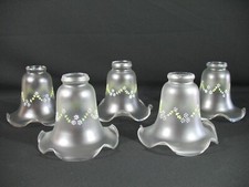 Conjunto de 5 lustre vintage vidro com babados ventilador de teto fosco abajur abajur abajur comprar usado  Enviando para Brazil