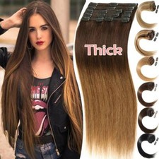 AAAA+ Clipe em Trama Dupla 100% Remy Extensões de Cabelo Humano Cabeça Completa Ombre Grosso comprar usado  Enviando para Brazil