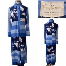 Vestido camisa jersey longo VERDADEIRAMENTE SOCIAL por DYNASTY 1960s Blues Sky 8AUST-UK/4US comprar usado  Enviando para Brazil