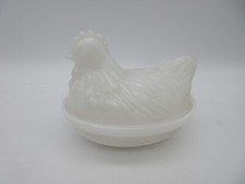 Copo de leite branco vintage HEN ON NEST prato frango na cesta 4,25" de comprimento comprar usado  Enviando para Brazil