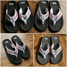 Custom Baseball Flip Flops Personalized Baseball Sandals w/glitter stitches. , usado comprar usado  Enviando para Brazil
