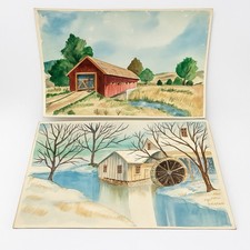 Vintage watercolor landscape for sale  Azusa