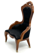 Poltrona estofada de madeira preta sobre rodas vintage casa de bonecas miniatura 1:12 comprar usado  Enviando para Brazil