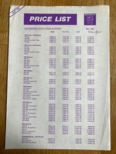 Peugeot price list for sale  ABERDEEN